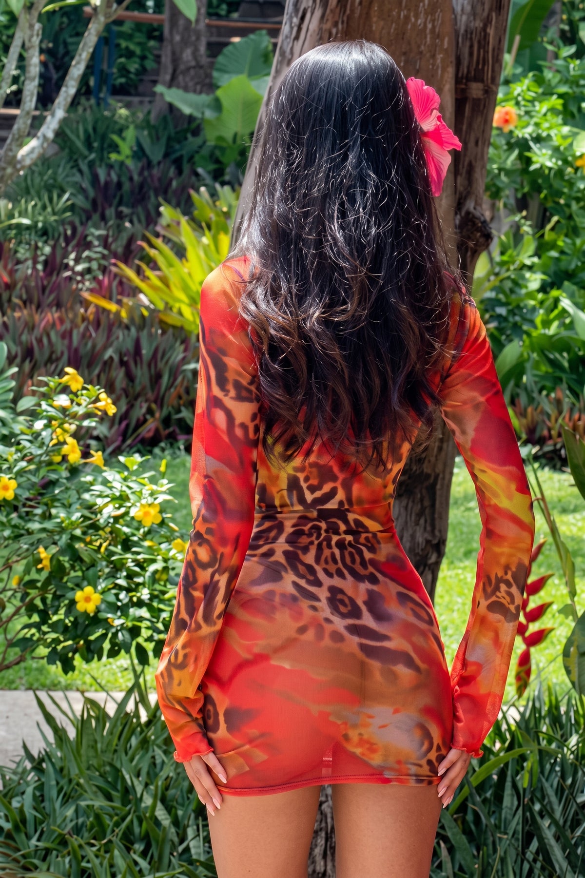 Red Animal-Print Cover-Up Set