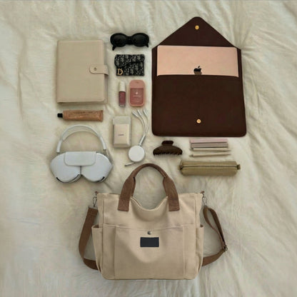 Quiro Claire Canvas Tote Bag – Structured Carry for 15.6-Inch Laptops
