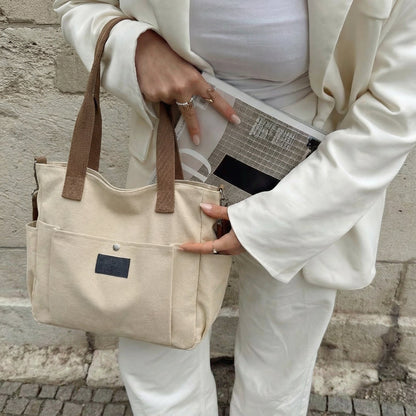 Quiro Claire Canvas Tote Bag – Structured Carry for 15.6-Inch Laptops