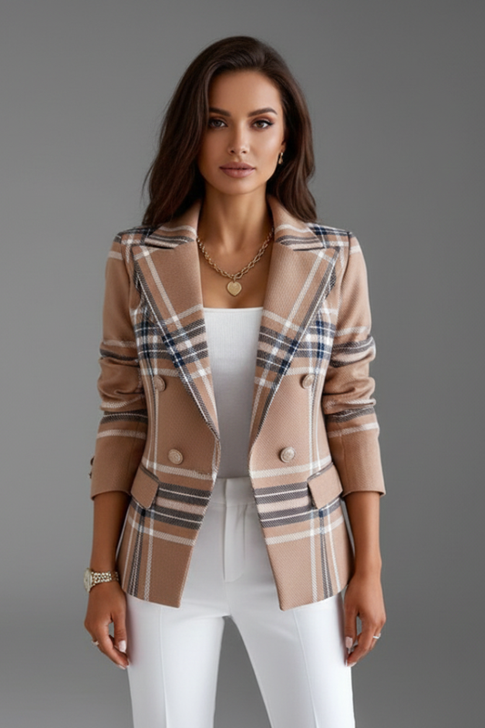 Chic Women's Lapel Blazer with Textured Finish
