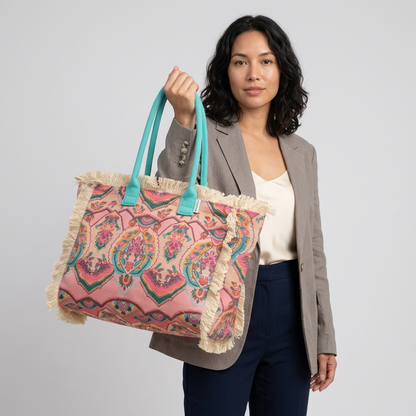 Quiro Noelle Patterned Canvas Tote Bag – Spacious Everyday Carry Essential
