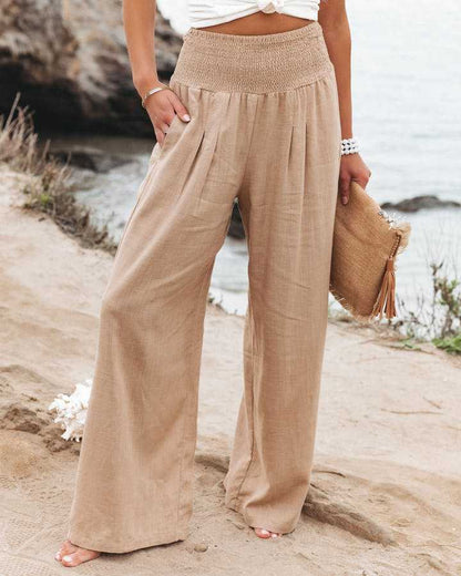 Quiro Michelle Wide-Leg Linen Pants – Breathable Beach & Summer Comfort