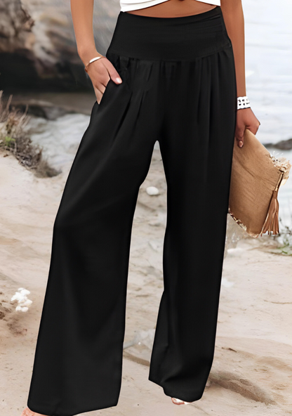 Quiro Michelle Wide-Leg Linen Pants – Breathable Beach & Summer Comfort