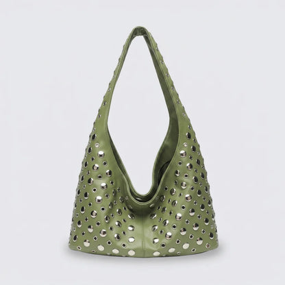 Quiro Vivian Hobo Bag – PU Leather Rivet-Detailed Chic Shoulder Bag