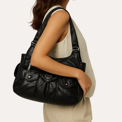 Quiro Louise PU Leather Shoulder Bag – Multi-Pocket Everyday Organizer