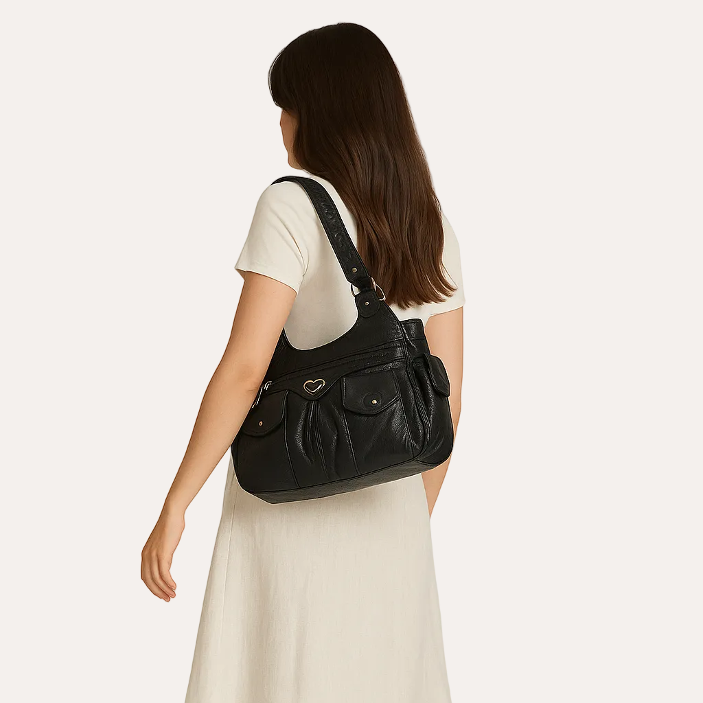 Quiro Louise PU Leather Shoulder Bag – Multi-Pocket Everyday Organizer