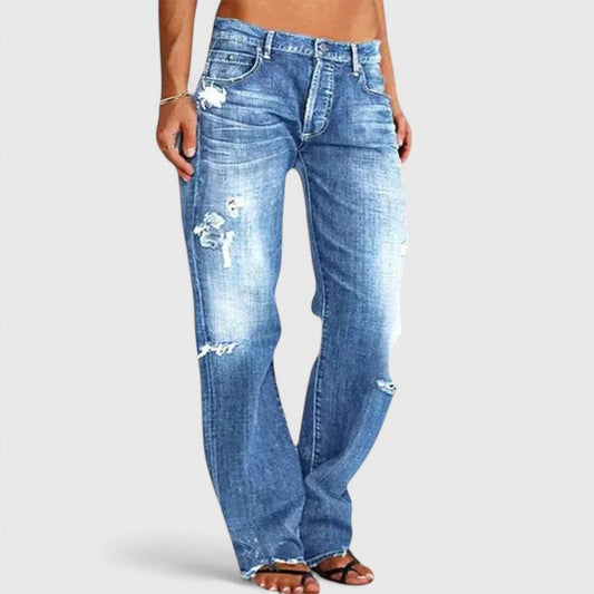 Quiro Kelsey Low-Rise Distressed Straight-Leg Jeans – Edgy Everyday Denim for Casual Wear