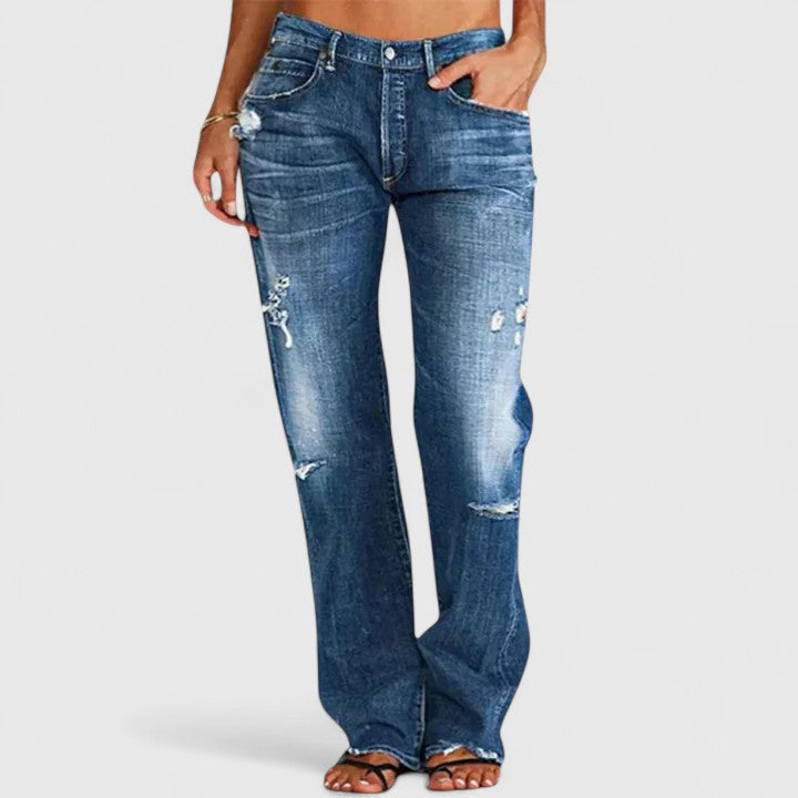 Quiro Kelsey Low-Rise Distressed Straight-Leg Jeans – Edgy Everyday Denim for Casual Wear