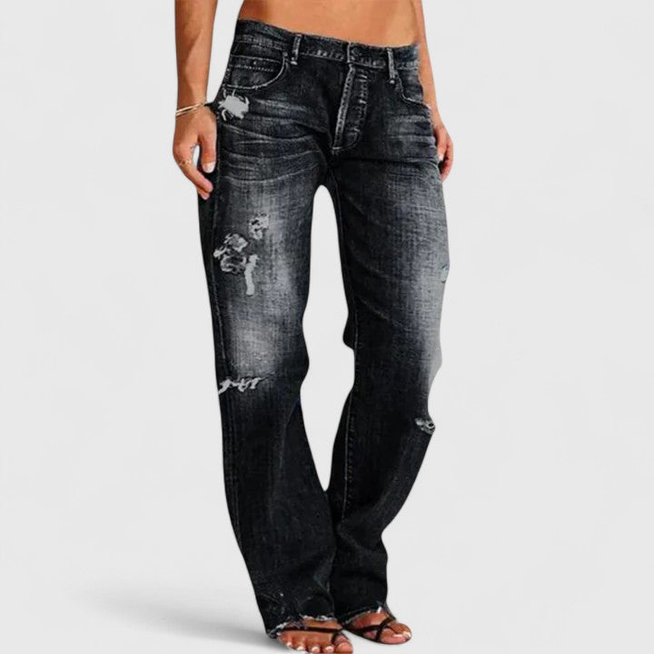 Quiro Kelsey Low-Rise Distressed Straight-Leg Jeans – Edgy Everyday Denim for Casual Wear