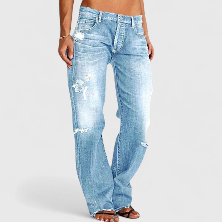 Quiro Kelsey Low-Rise Distressed Straight-Leg Jeans – Edgy Everyday Denim for Casual Wear