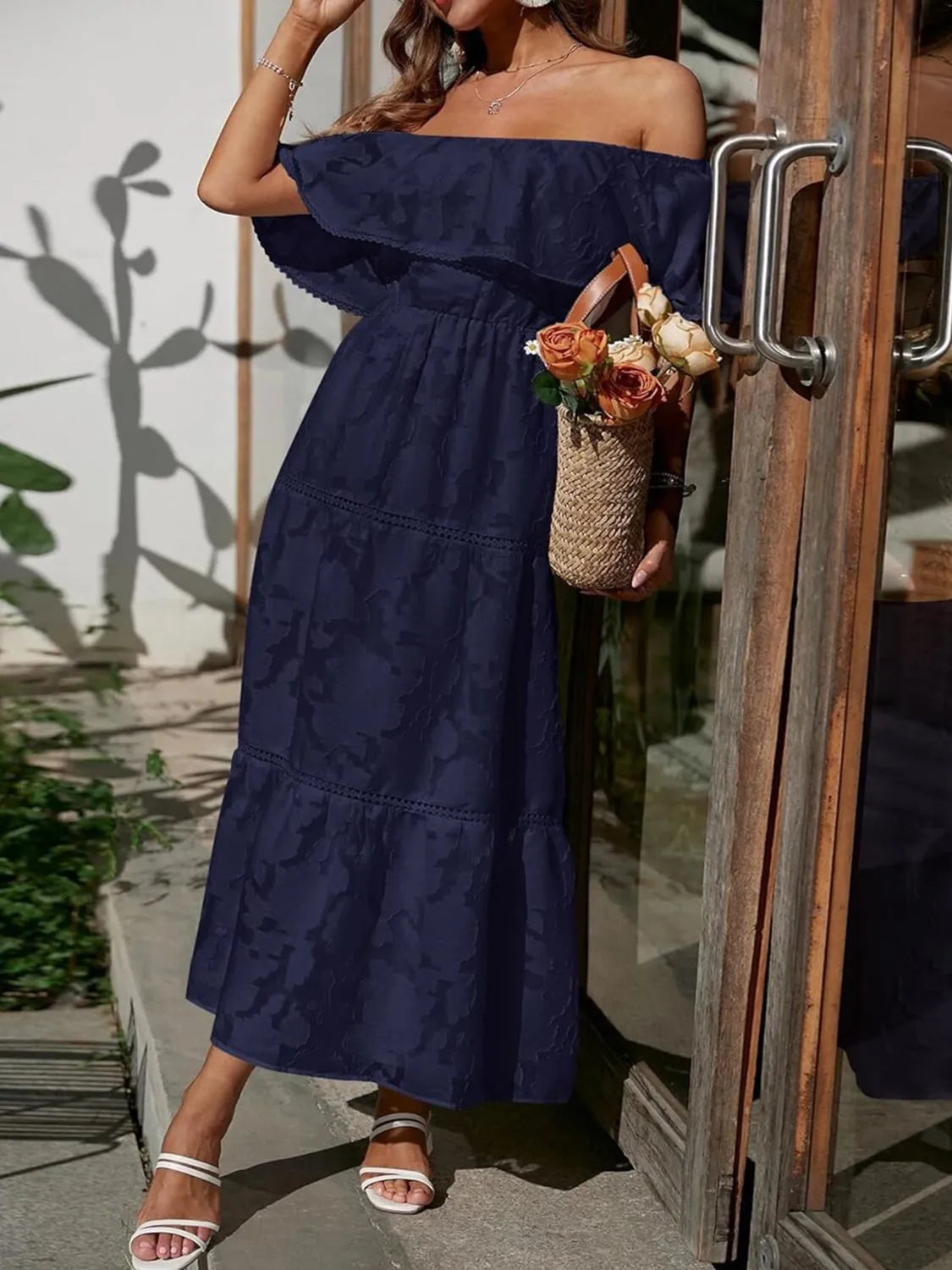 Quiro Emily Off-Shoulder Maxi Dress – Flowy Tiered Silhouette for Beach & Summer