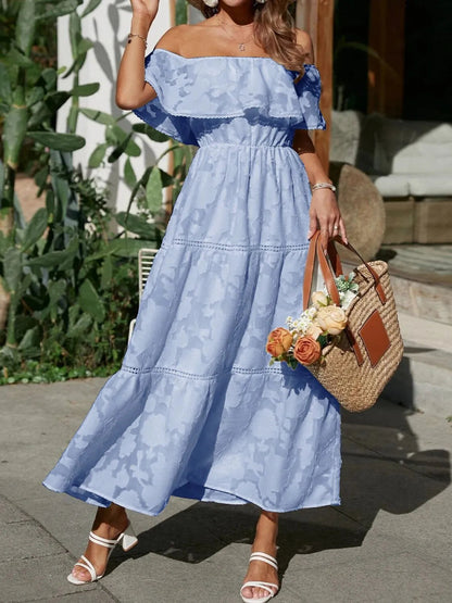 Quiro Emily Off-Shoulder Maxi Dress – Flowy Tiered Silhouette for Beach & Summer