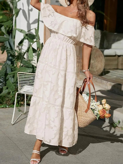 Quiro Emily Off-Shoulder Maxi Dress – Flowy Tiered Silhouette for Beach & Summer