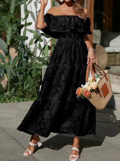 Quiro Emily Off-Shoulder Maxi Dress – Flowy Tiered Silhouette for Beach & Summer