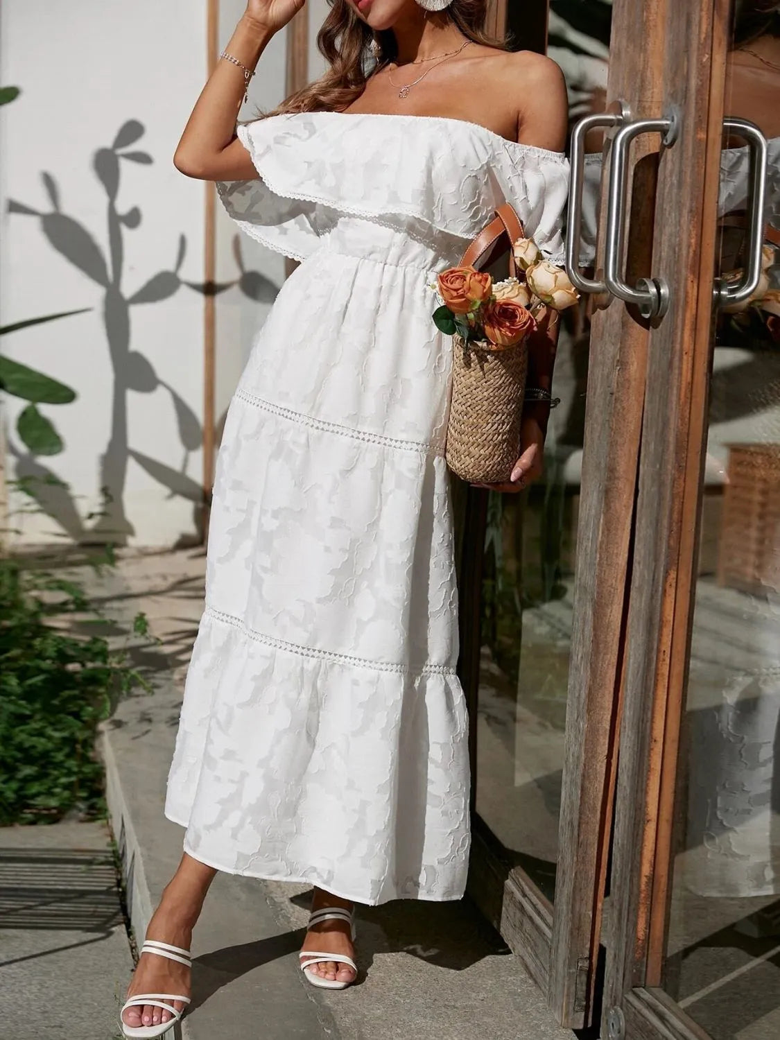 Quiro Emily Off-Shoulder Maxi Dress – Flowy Tiered Silhouette for Beach & Summer