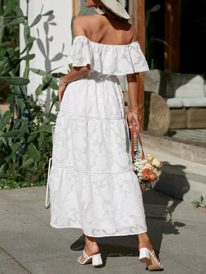 Quiro Emily Off-Shoulder Maxi Dress – Flowy Tiered Silhouette for Beach & Summer