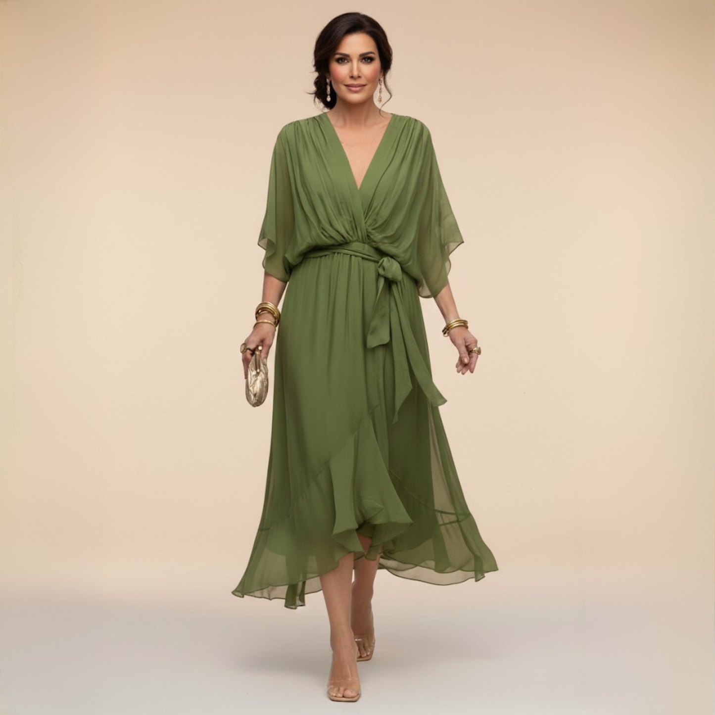 Quiro Peyton V-Neck Maxi Dress – Flowing Elegant Silhouette for Day to Night