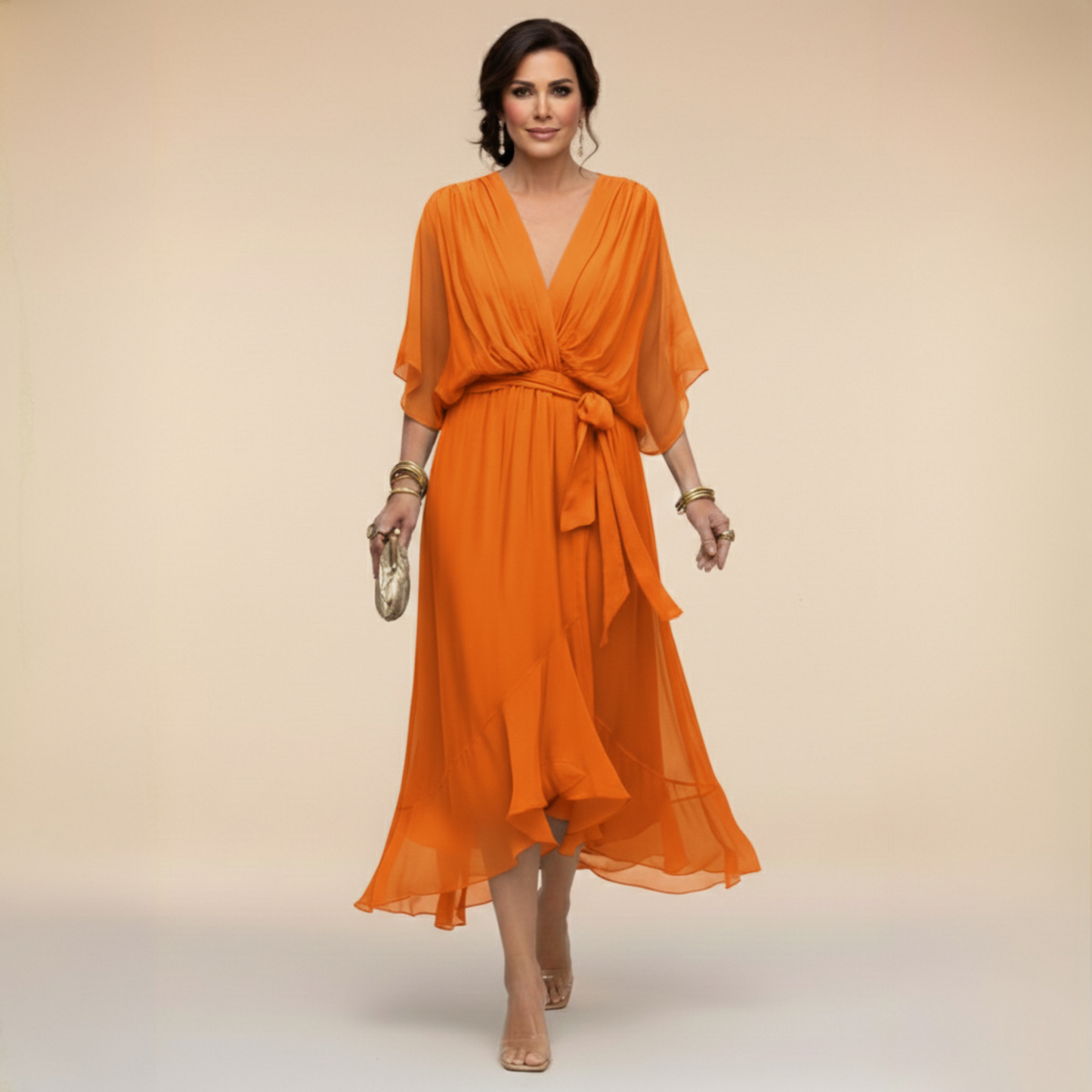 Quiro Peyton V-Neck Maxi Dress – Flowing Elegant Silhouette for Day to Night