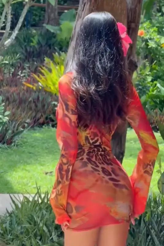 Quiro Red Animal-Print 3-Pc Swimsuit Cover-Up Set – Plunging V-Neck, Cheeky Fit
