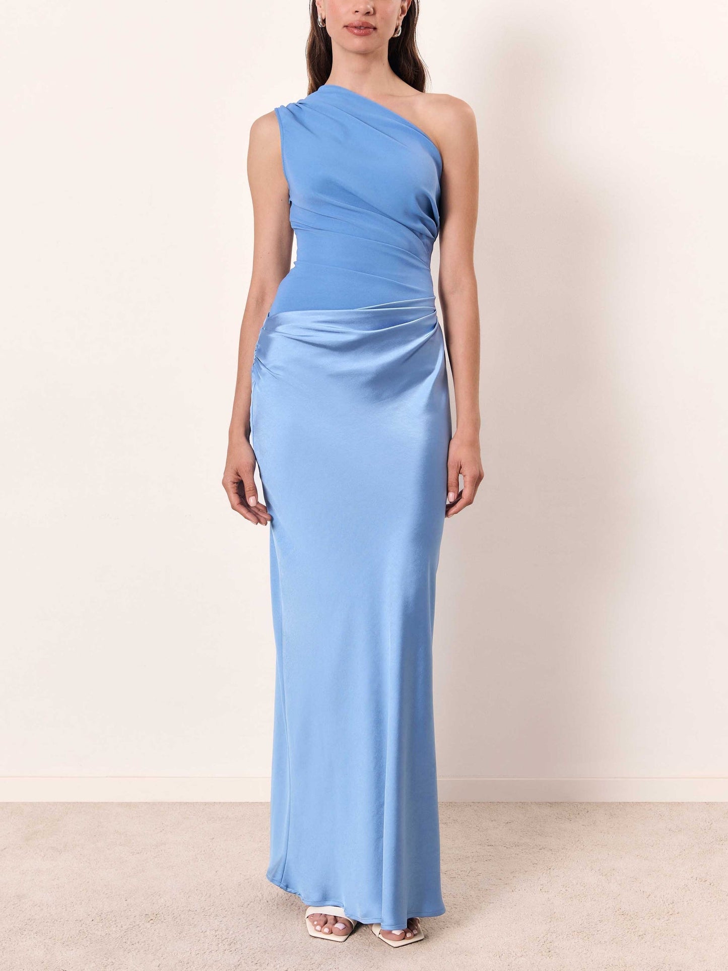 Rachel Women's Maxi Dress with One-Shoulder Pleated Detail