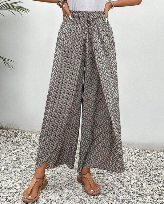 Kaitlyn | Women's Geometric-Print Wide-Leg Trousers