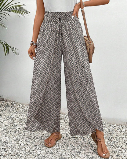 Quiro Kaitlyn Geometric-Print Wide-Leg Trousers – Flowy Fit, Day to Night