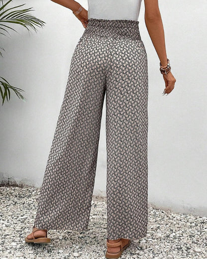 Quiro Kaitlyn Geometric-Print Wide-Leg Trousers – Flowy Fit, Day to Night