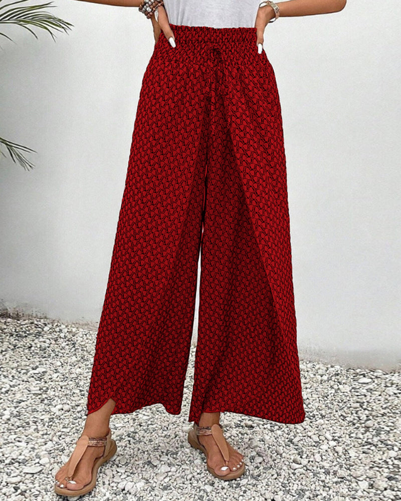 Quiro Kaitlyn Geometric-Print Wide-Leg Trousers – Flowy Fit, Day to Night