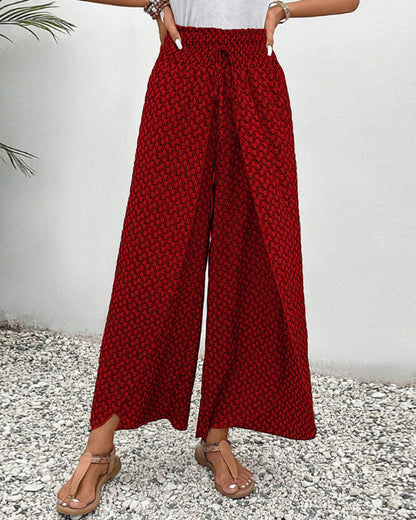 Quiro Kaitlyn Geometric-Print Wide-Leg Trousers – Flowy Fit, Day to Night