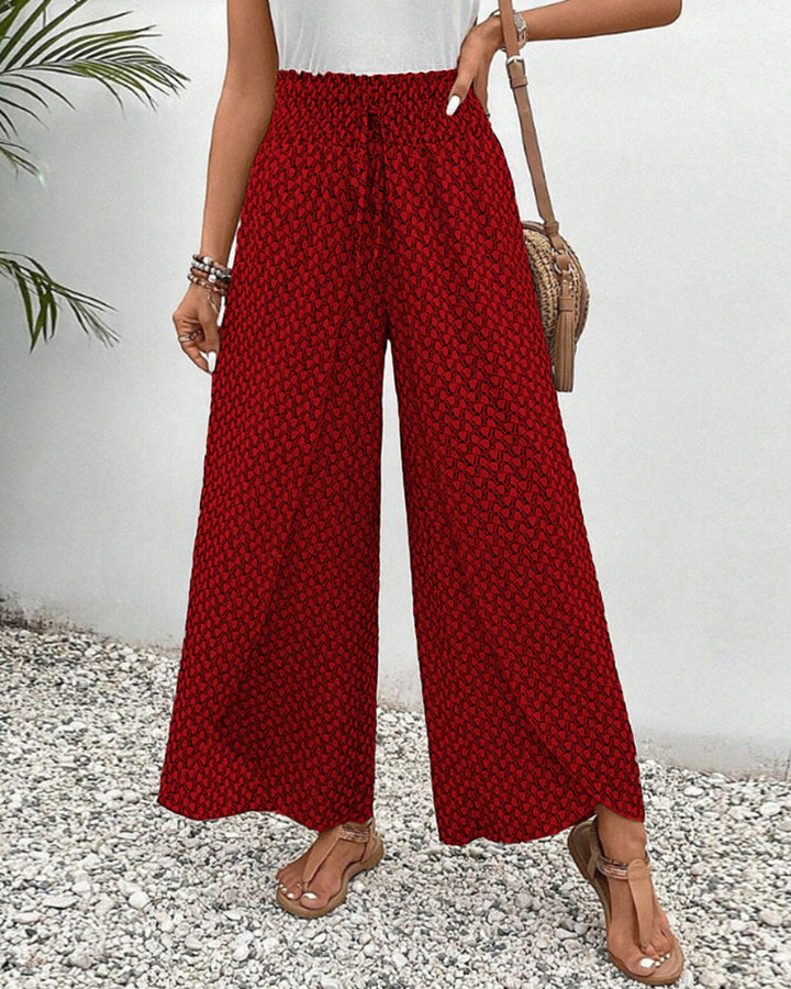 Quiro Kaitlyn Geometric-Print Wide-Leg Trousers – Flowy Fit, Day to Night