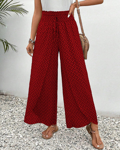 Quiro Kaitlyn Geometric-Print Wide-Leg Trousers – Flowy Fit, Day to Night