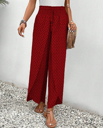 Quiro Kaitlyn Geometric-Print Wide-Leg Trousers – Flowy Fit, Day to Night