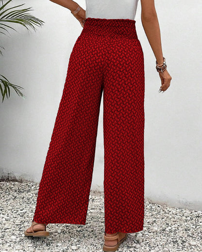 Quiro Kaitlyn Geometric-Print Wide-Leg Trousers – Flowy Fit, Day to Night