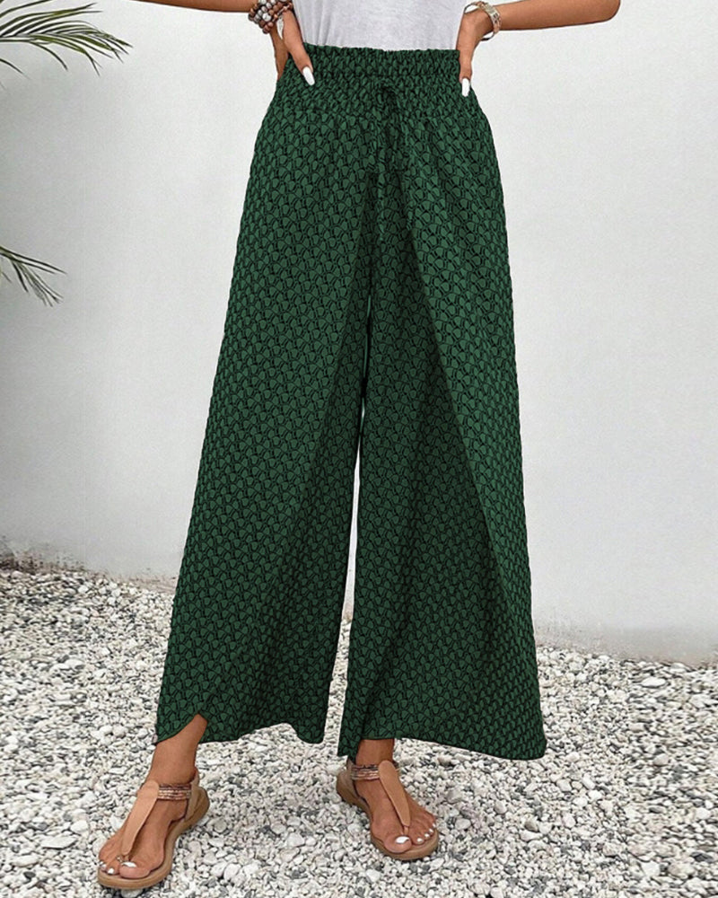 Quiro Kaitlyn Geometric-Print Wide-Leg Trousers – Flowy Fit, Day to Night