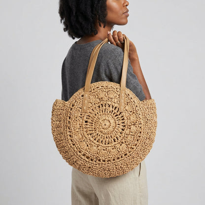 Quiro Liliana Straw & PU Leather Tote – Summer Carryall for Beach Days