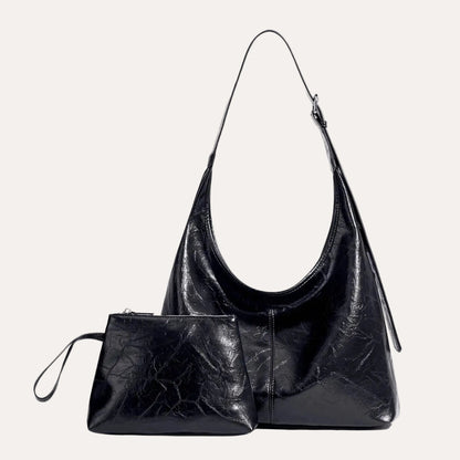 Quiro Sable Hobo Bag – Distressed PU Leather Shoulder Bag with Bonus Pouch