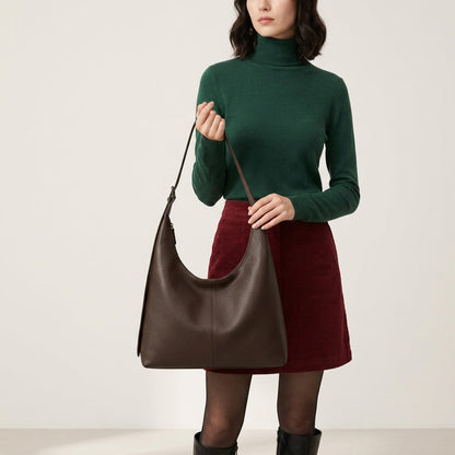 Quiro Melina Grained PU Leather Hobo Bag – Adjustable Shoulder Strap