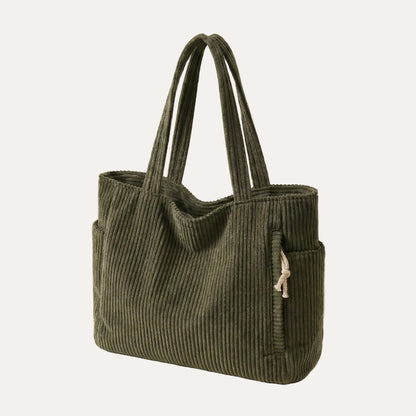 Quiro Corduroy Tote Bag – Soft Ribbed Texture, Spacious Everyday Carry