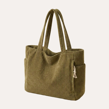 Quiro Corduroy Tote Bag – Soft Ribbed Texture, Spacious Everyday Carry