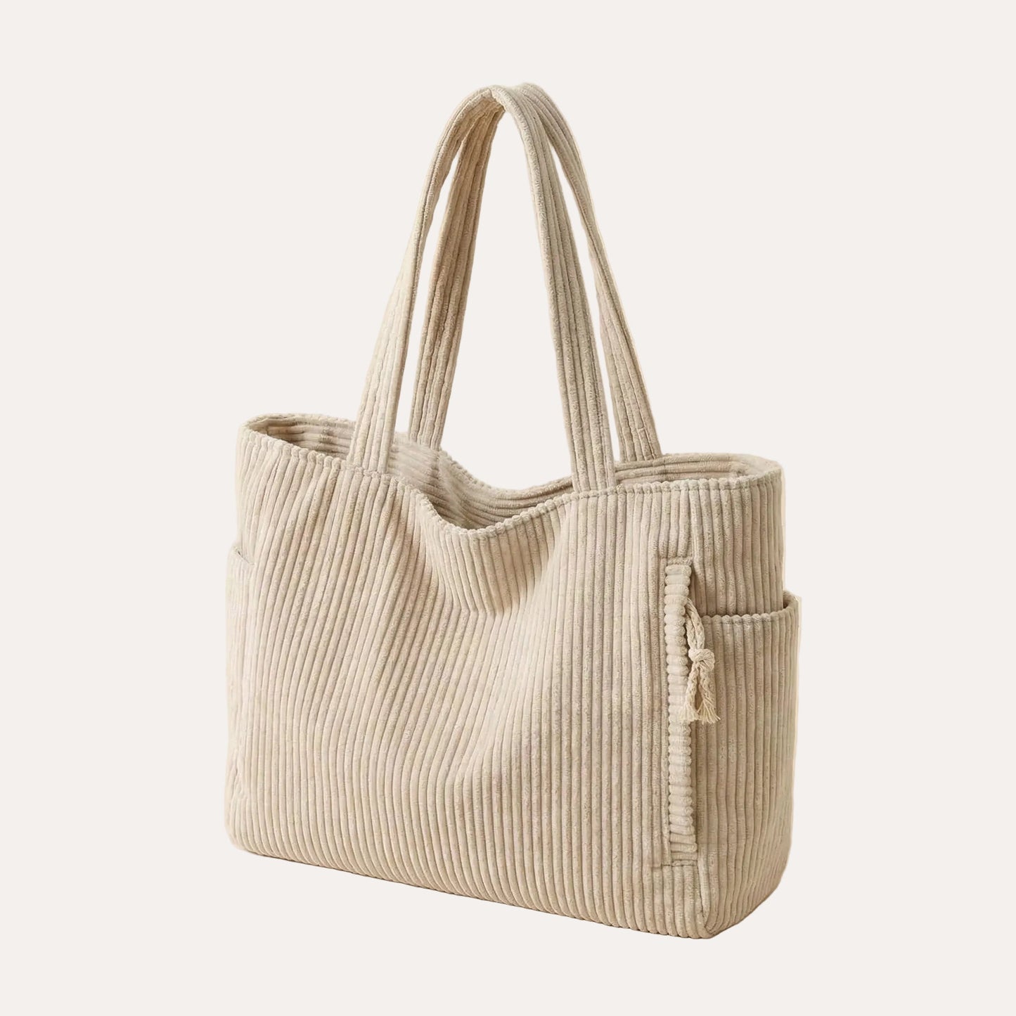 Quiro Corduroy Tote Bag – Soft Ribbed Texture, Spacious Everyday Carry