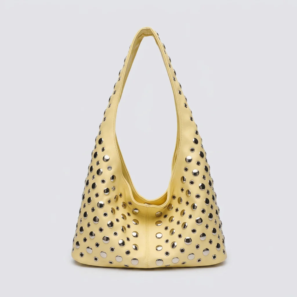 Quiro Vivian Hobo Bag – PU Leather Rivet-Detailed Chic Shoulder Bag