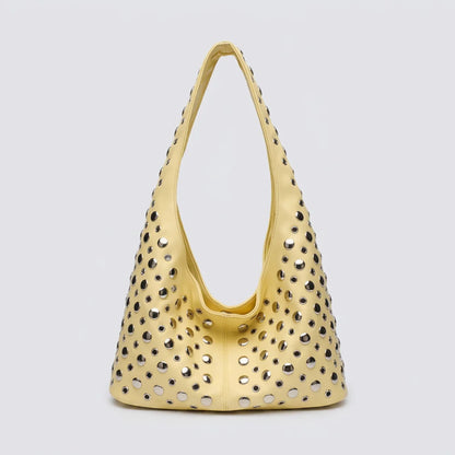 Quiro Vivian Hobo Bag – PU Leather Rivet-Detailed Chic Shoulder Bag