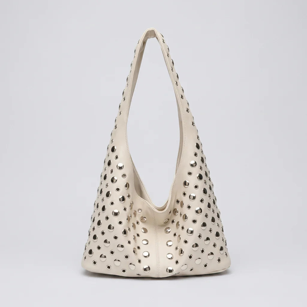 Quiro Vivian Hobo Bag – PU Leather Rivet-Detailed Chic Shoulder Bag