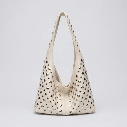 Quiro Vivian Hobo Bag – PU Leather Rivet-Detailed Chic Shoulder Bag