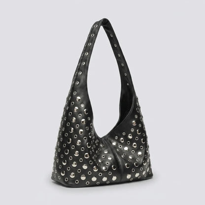 Quiro Vivian Hobo Bag – PU Leather Rivet-Detailed Chic Shoulder Bag