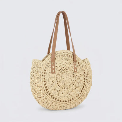 Quiro Liliana Straw & PU Leather Tote – Summer Carryall for Beach Days