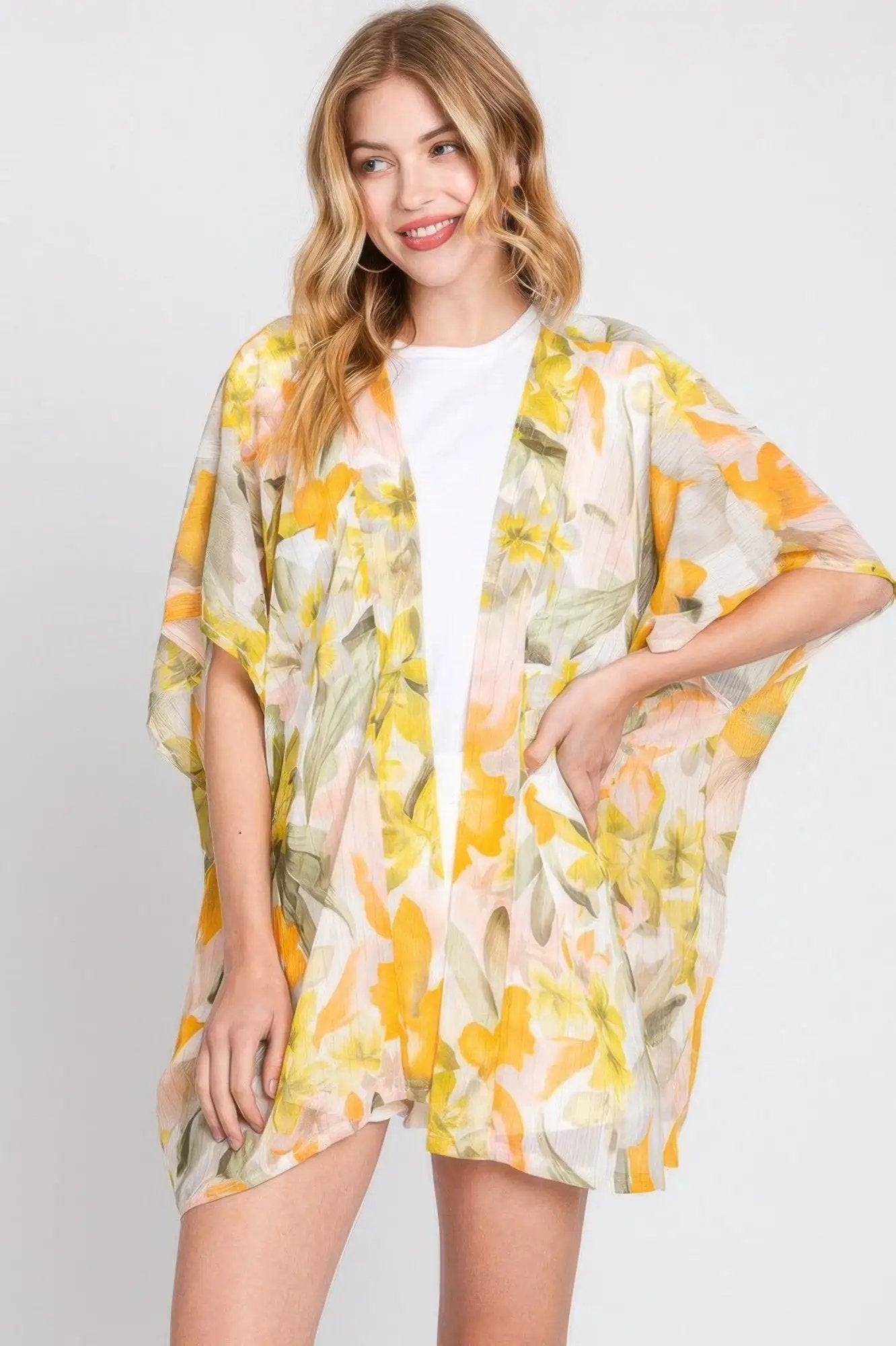 Quiro Floral Print Cover-Up – Vintage Open-Front Style for Beach Days