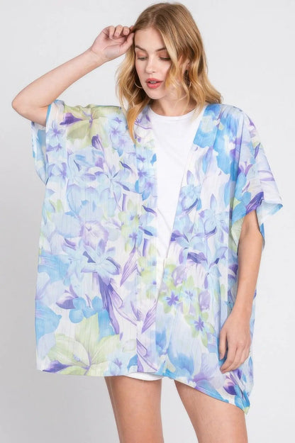 Quiro Floral Print Cover-Up – Vintage Open-Front Style for Beach Days