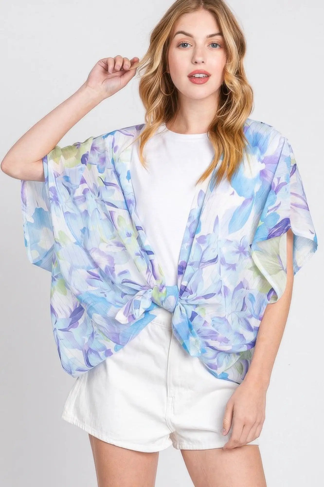 Quiro Floral Print Cover-Up – Vintage Open-Front Style for Beach Days