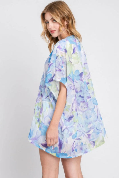 Quiro Floral Print Cover-Up – Vintage Open-Front Style for Beach Days